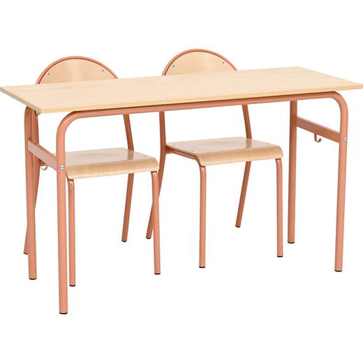 ZEST5960_a_23 Doppeltisch Daniel mit Stühlen P, apricot, Sitzhöhe: 46 cm (Set Nr. 174 – Gr. 6) - ZEST5960 a 23