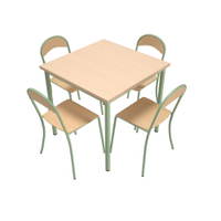 Tisch Mila (80×80 cm, Ahorn E) mit Stühlen P, apfelgrün, SH 46 cm - ZEST6116 b 24