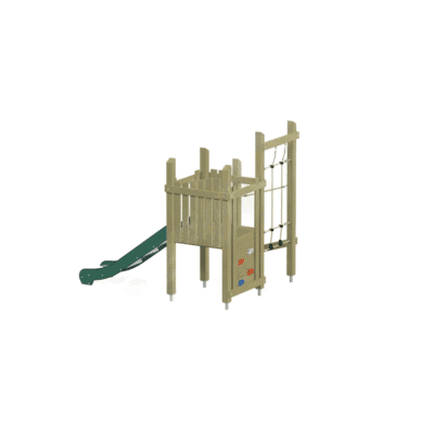 Retro Set 102 mit Rutsche, Kletterwand, Kletternetz und Balancierbalken mit Seil