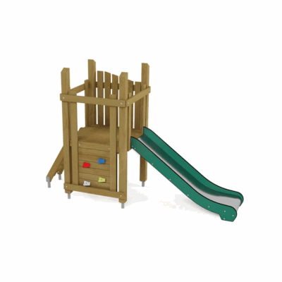 Spielturm Retro Set 103 mit Rutsche, Leiter und Kletterwand