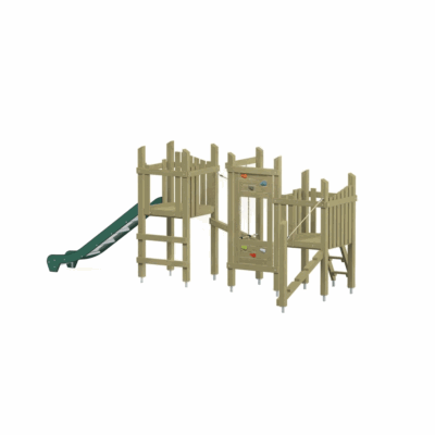 Spielturm Retro Set 202 mit langer Rutsche und Kletterpark