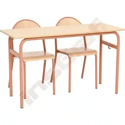 Doppeltisch Daniel mit Stühlen P, apricot, Sitzhöhe: 46 cm (Set Nr. 174 - Gr. 6)