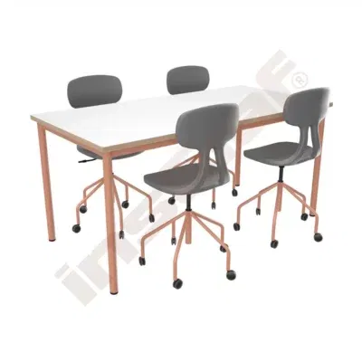 Tisch Mila (160x80 cm) mit Drehstühlen Piano, apricot, Sitzhöhe: 46 cm (Set Nr. 180 - Gr. 6)