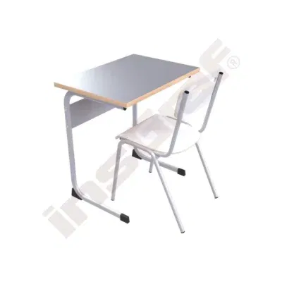 Schüler-Kufentisch IN-C (Einer) mit Stuhl, Sitzhöhe: 46 cm (Set Nr. 185 - Gr. 6)