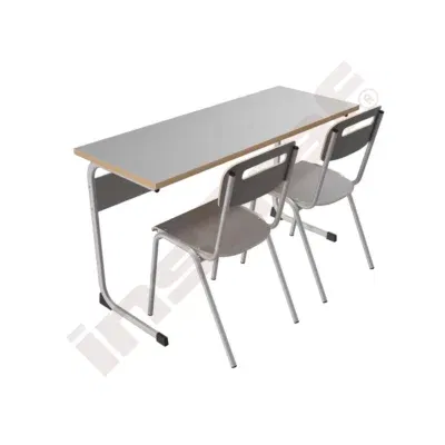 Schüler-Kufentisch IN-C (Zweier) mit Stühlen, Sitzhöhe: 46 cm (Set Nr. 186 - Gr. 6)