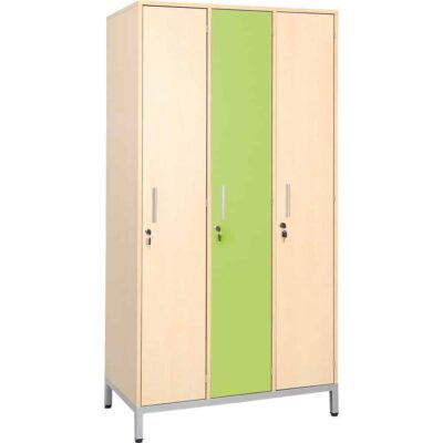Garderobenschrank mit Metallbeinen, 3 Fächer, abschließbar