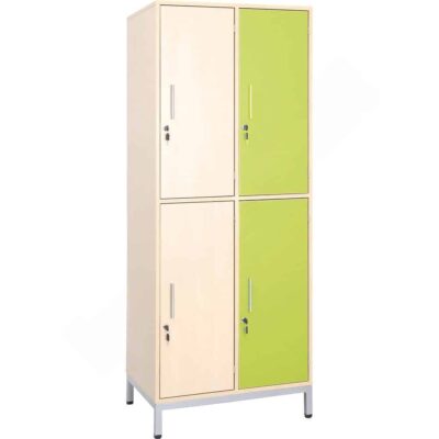 Garderobenschrank mit Metallbeinen, 4 Fächer, abschließbar