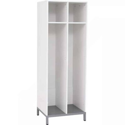 Garderobenschrank mit Metallbeinen, weiß, 2 Fächer