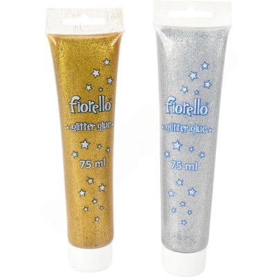 Glitter-Glue in Tuben, gold und silber