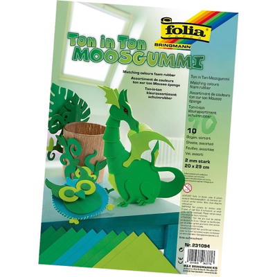 Moosgummi, Farbsortierung – Grüntöne