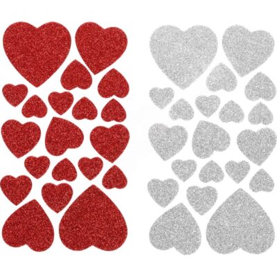 Moosgummi-Glitzersticker – Herzen