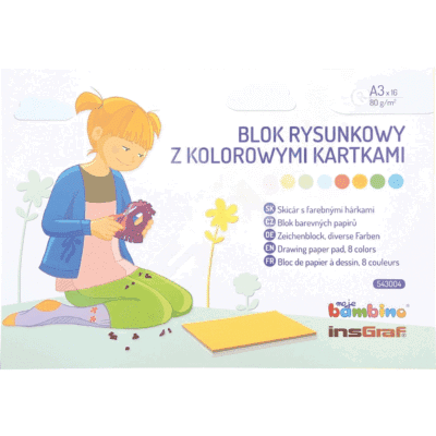 Zeichenpapier A3, 16 Bogen, 8 Farben