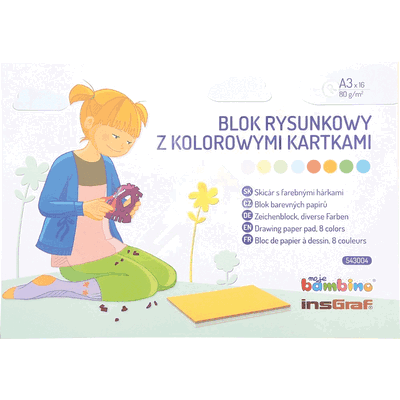 Zeichenpapier A3, 16 Bogen, 8 Farben