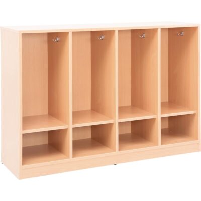Garderobe Regenbogen, niedrig, 4 Einzelfächer, Ahorn