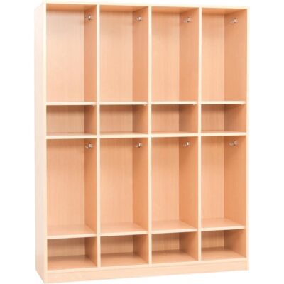 Garderobe Regenbogen, hoch, 8 Einzelfächer, Ahorn