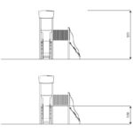 Spielturm mit Rutsche, Kriechrohr und Kletterelementen – STEEL 0202-1 - 0202 1front