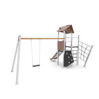 Spielturm mit Rutsche, Schaukel und Kletterelementen - STEEL+ 1705 – Bild 6