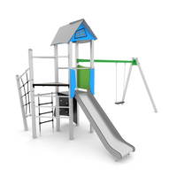 Spielturm mit Rutsche, Schaukel und Kletterelementen - STEEL+ 1705 – Bild 2