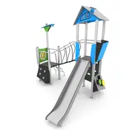 Spielturmanlage mit Rutsche, Brücke und Kletterelementen - STEEL+ 1707 – Bild 2
