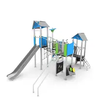 Spielanlage Ritter mit 4 Türmen, Rutsche und Kletterelementen - STEEL+ 1712 – Bild 2