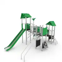 Spielanlage Ritter mit 4 Türmen, Rutsche und Kletterelementen - STEEL+ 1712 – Bild 3