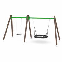 Schaukel mit Schaukelsitz und Vogelnest - WOODEN SWING WD1492 – Bild 2