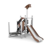 Spielturm mit Rutsche, Treppe, Klettersteine und Spielwand - STEEL+ 1701 – Bild 6