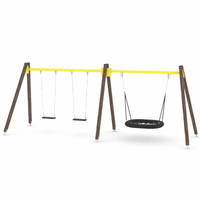 Doppel-Schaukel mit Vogelnest - WOODEN SWING WD1497 – Bild 5