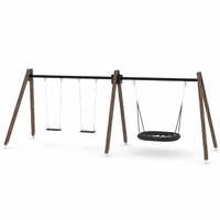 Doppel-Schaukel mit Vogelnest - WOODEN SWING WD1497 – Bild 7