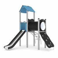 Spielturm mit Rutsche, Kriechrohr und Kletterelementen - STEEL 0202-1 – Bild 8