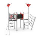 Spielturm mit Rutsche, Rohrdurchgang, Treppe und Xylophon – STEEL+ 1724 - 3299 1717c2e1s