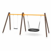 Schaukel mit Schaukelsitz und Vogelnest - WOODEN SWING WD1492 – Bild 6