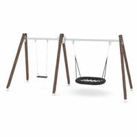 Schaukel mit Schaukelsitz und Vogelnest - WOODEN SWING WD1492 – Bild 8