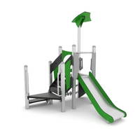 Spielturm mit Rutsche, Treppe, Klettersteine und Spielwand - STEEL+ 1701 – Bild 3
