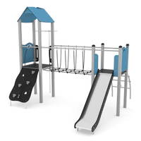 Spielturm mit Rutsche, Wackelbrücke und Kletterelementen - STEEL 0203-1 – Bild 5