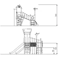 Spielanlage mit 2 Rutschen, Kriechrohr und Kletter- und Balancierelementen - STEEL+ 1710 – Bild 8