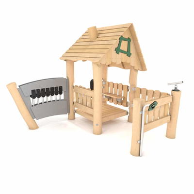 Spielhaus offen mit Teleskop und Xylophon – ROBINIA RB1203