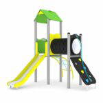 Spielturm mit Rutsche, Kriechrohr und Kletterelementen – STEEL 0202-1 - 5563 0202 11s
