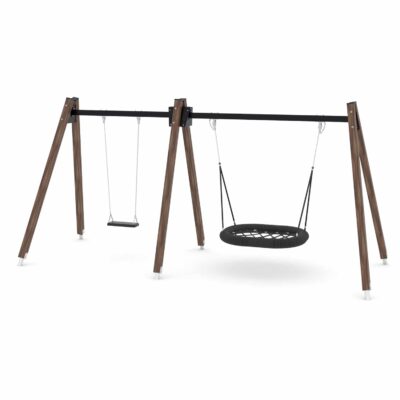 Schaukel mit Schaukelsitz und Vogelnest - WOODEN SWING WD1492