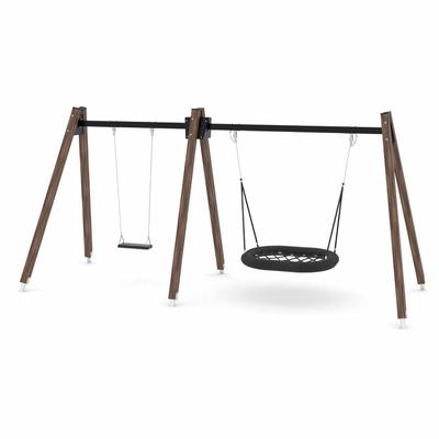 Schaukel mit Schaukelsitz und Vogelnest – WOODEN SWING WD1492