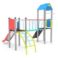 Spielturm mit Rutsche, Wackelbrücke und Kletterelementen - STEEL 0203-1 – Bild 2