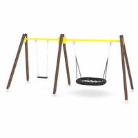 Schaukel mit Schaukelsitz und Vogelnest - WOODEN SWING WD1492 – Bild 5