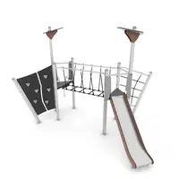 Spielturm mit Rutsche, Wackelbrücke und Kletterelementen - STEEL+ 1706 – Bild 6