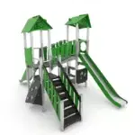 Spielanlage mit Rutsche, Brücke, Treppe und Kletterelementen – STEEL+ 1709 - 616b 1709c1e1s