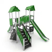 Spielanlage mit Rutsche, Brücke, Treppe und Kletterelementen - STEEL+ 1709 – Bild 3
