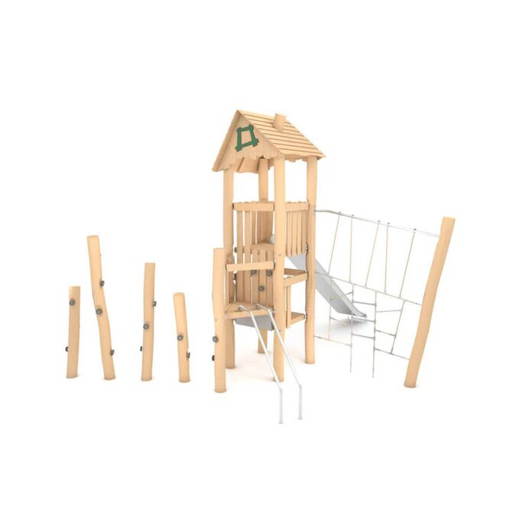 630f-rb12151s Spielturm mit Rutsche, Klettersteinen und Leitern – ROBINIA RB1215 - 630f rb12151s
