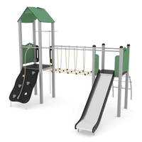 Spielturm mit Rutsche, Wackelbrücke und Kletterelementen - STEEL 0203-1 – Bild 3