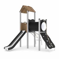 Spielturm mit Rutsche, Kriechrohr und Kletterelementen - STEEL 0202-1 – Bild 4
