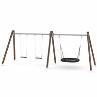 Doppel-Schaukel mit Vogelnest - WOODEN SWING WD1497 – Bild 6