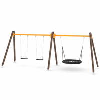 Doppel-Schaukel mit Vogelnest - WOODEN SWING WD1497